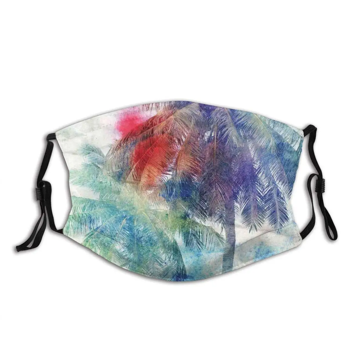 

Тропический рай тема маска пальмы Ретро акварель маска-силуэт удобные Ветрозащитная маска пылезащитные смываемая маска