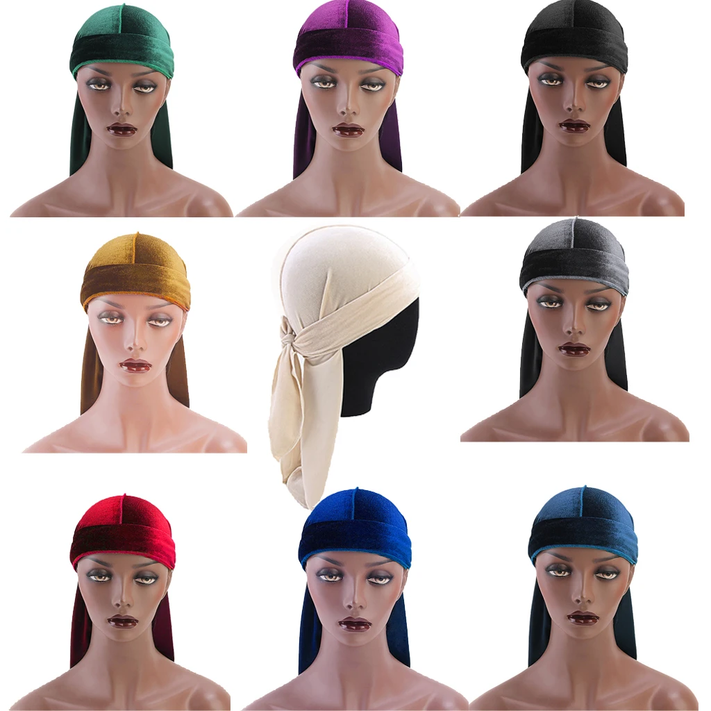 Бархатная бандана в стиле унисекс головной убор Durag шелковая Пиратская шапка