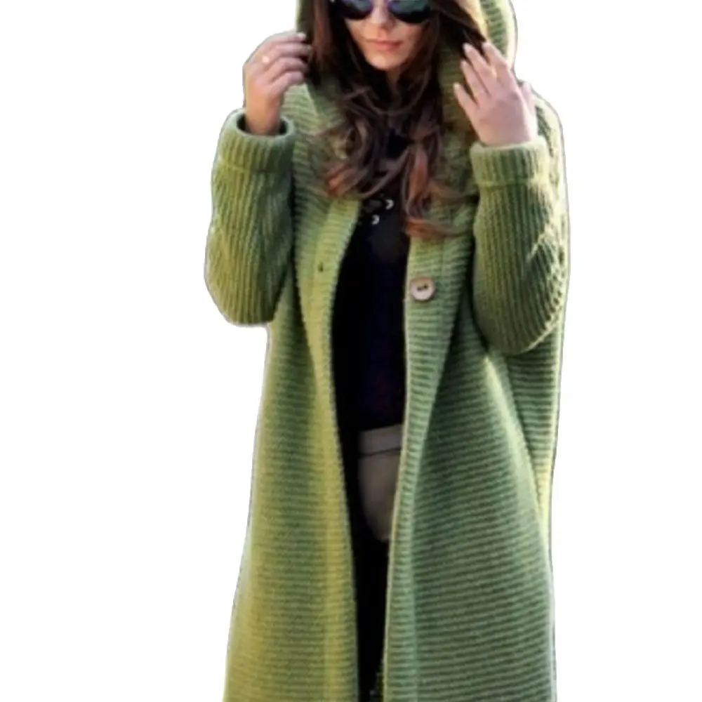 

2020 Autumn And Winter Hot Style Large Size Cardigan Knitted Sweater Women's Jacket Mid-Length