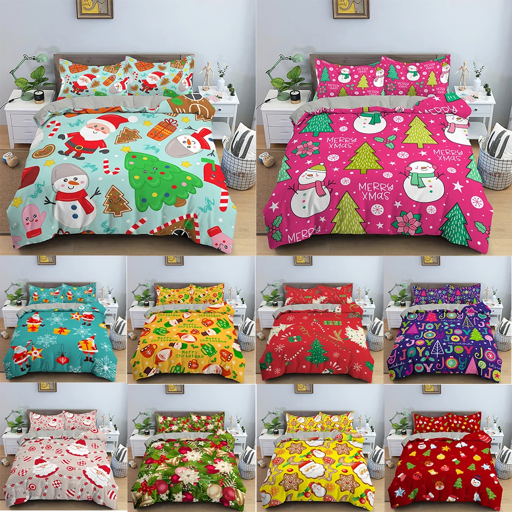 Рождественский Комплект постельного белья с 3D рисунком Санта-Клауса комплект