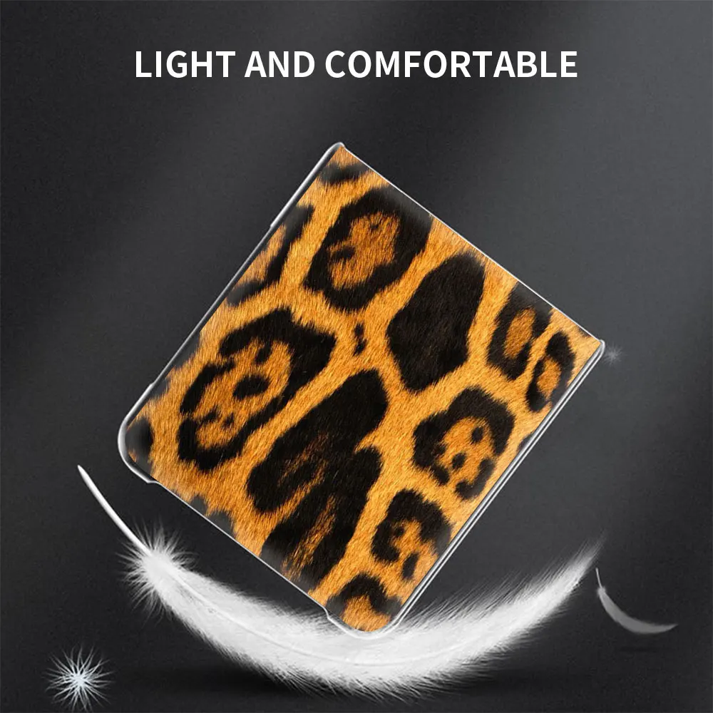 

Leopard Print Transparent PC Hard Case For Samsung Galaxy Z Flip 5G Back Cover For Samsung Z Flip Phone Shell Coque