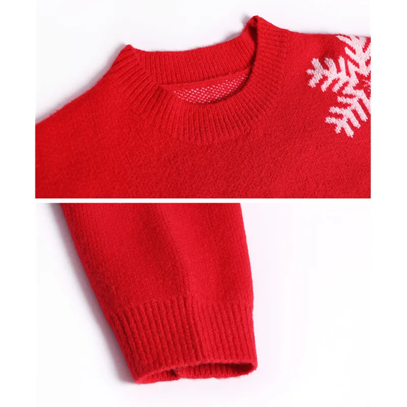 

Christmas sweater women red elk snowflake super fire large size long sweater autumn and winter knee-length sweater loose coat