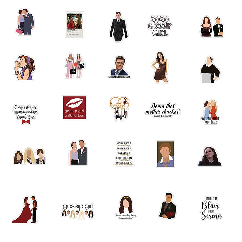 103050pcspack classic tv show gossip girl stickers for refrigerator car helmet diy gift box bicycle guitar decal notebook etc free global shipping