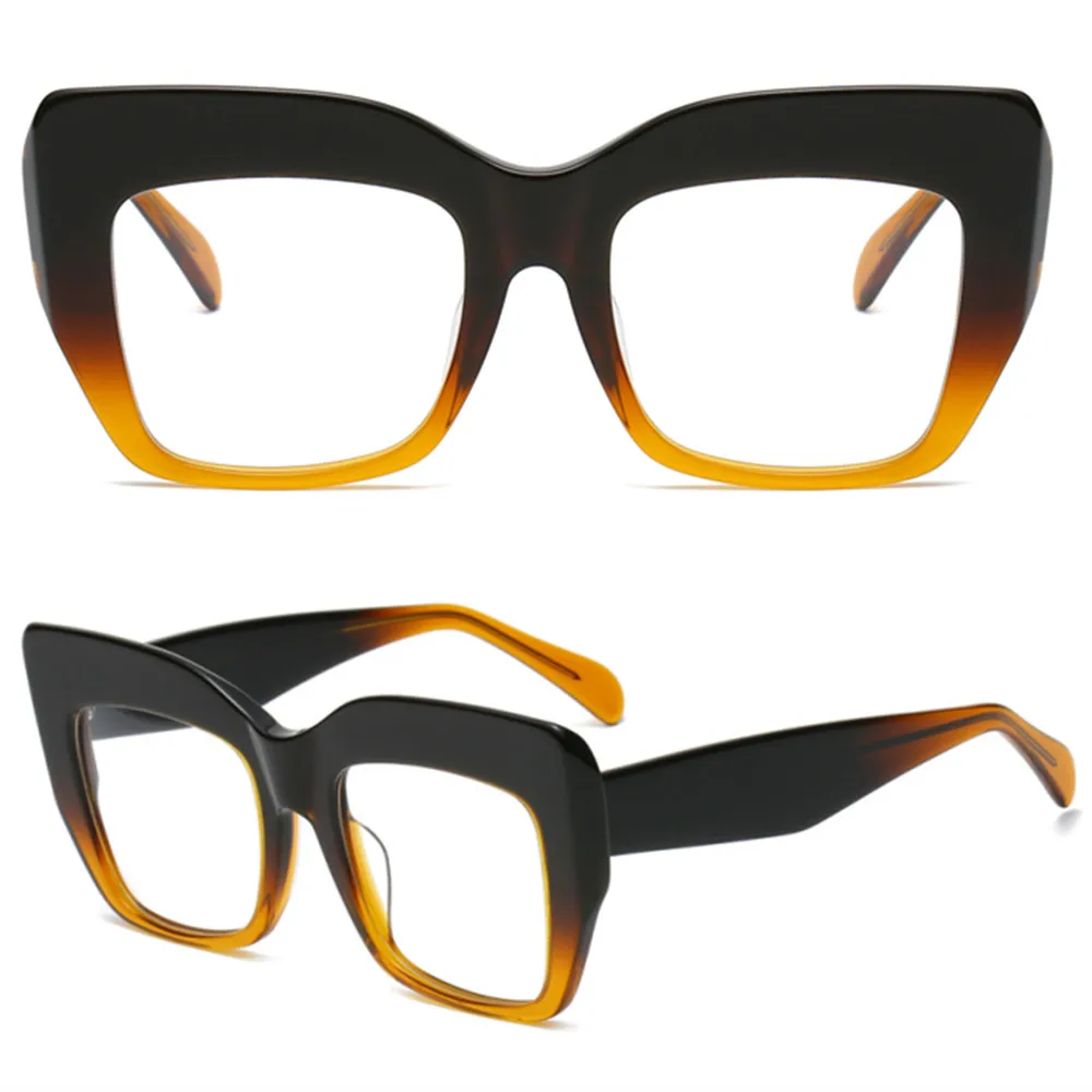 

High Quality Retro Stylish Thick Cat Eye Acetate Square Frame Glasses Men Women Optical Prescription Eyeglasses