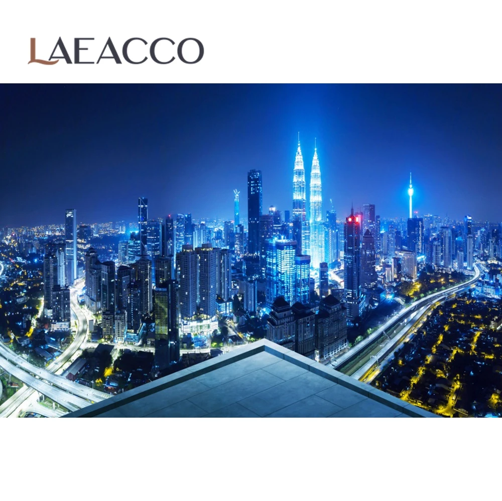 Фон для фотосъемки с изображением города здания пригород на берегу реки силуэт