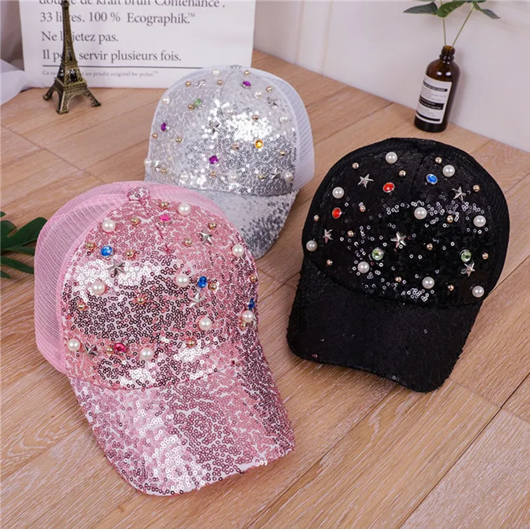 Летняя дышащая Кепка с блестками для водителя грузовика Новая женская