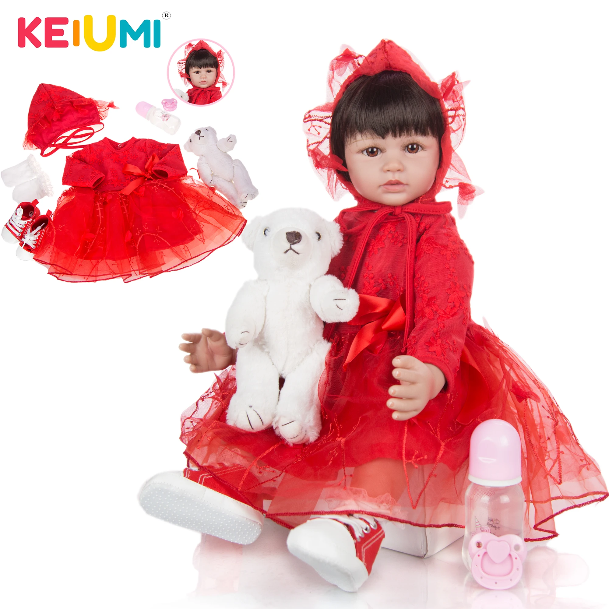 KEIUMI/Лидер продаж куклы для новорожденных девочек 60 см силиконовая Мягкая ткань