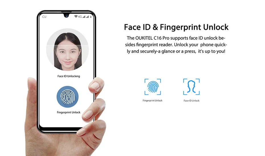 Мобильный телефон OUKITEL C16 Pro 3GB 32GB MTK6761P, четырехъядерный экран в виде капли воды, 5,71 дюймов, 19:9, отпечаток пальца, LTE, 2600 мАч