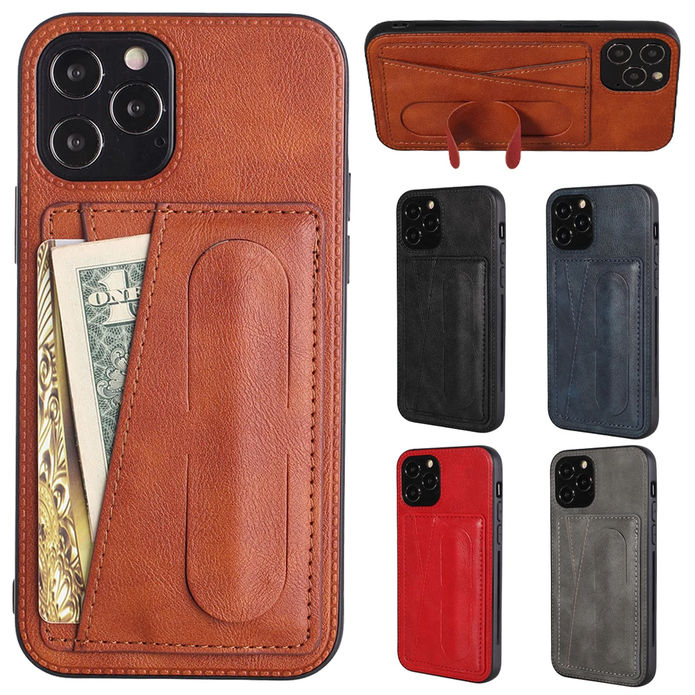 

Leather Stand Holder Case For Apple iPhone 12 Pro Max 11 Pro XS Max XR X 8/7 Plus SE 2020 Wallet PU Shockproof Phone Cover Cases