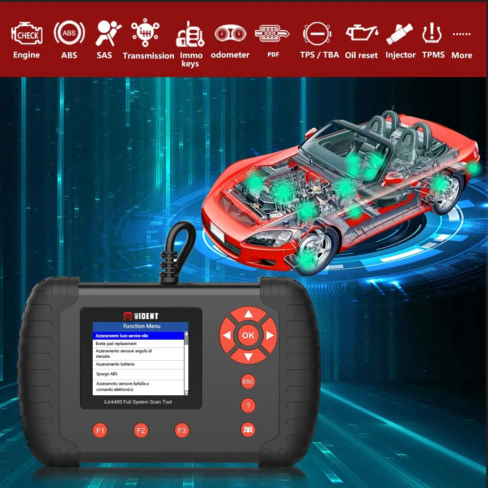 VIDENT iLink400 полная система сканирования инструмент Один сделать поддержка ABS/SRS/EPB/DPF регенерация/сброс масла обновление онлайн в течение трех лет