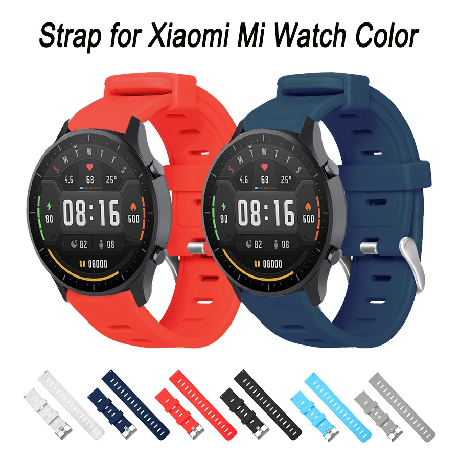 

Ремешок для часов, 22 мм, Цветной силиконовый браслет для Xiaomi Mi Watch, Xiaomi Huami Amazfit Pace/Stratos 3/GTR, ремешок 47 мм