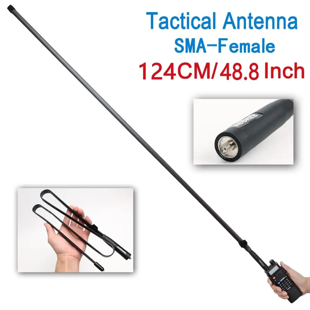 ABBREE SMA женский 124 см двухдиапазонный VHF/UHF складной CS тактическая антенна для Baofeng