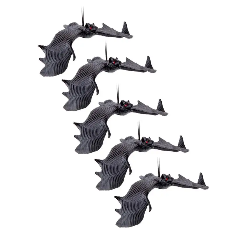 5 шт. Хэллоуин летучая мышь реалистичные Висячие летучие мыши резиновые страшные