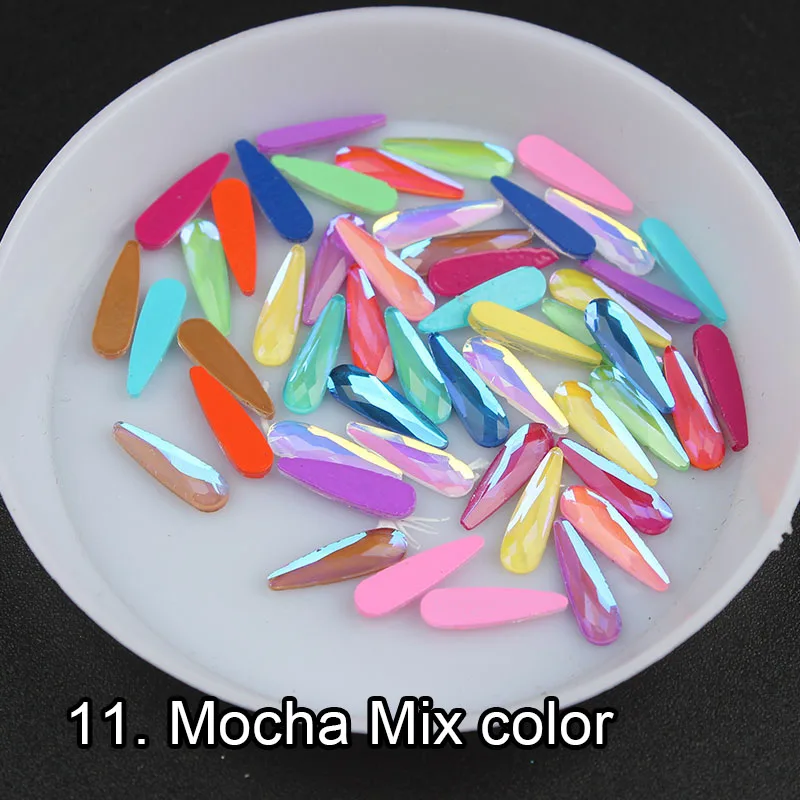Mocha Mix color Новинка 30 шт./упак. мокко неоновые цвета капли дождя форма 3x10 мм Стразы для ногтей страз 3d-украшения для ногтей аксессуары - Цвет: Mocha Mix color