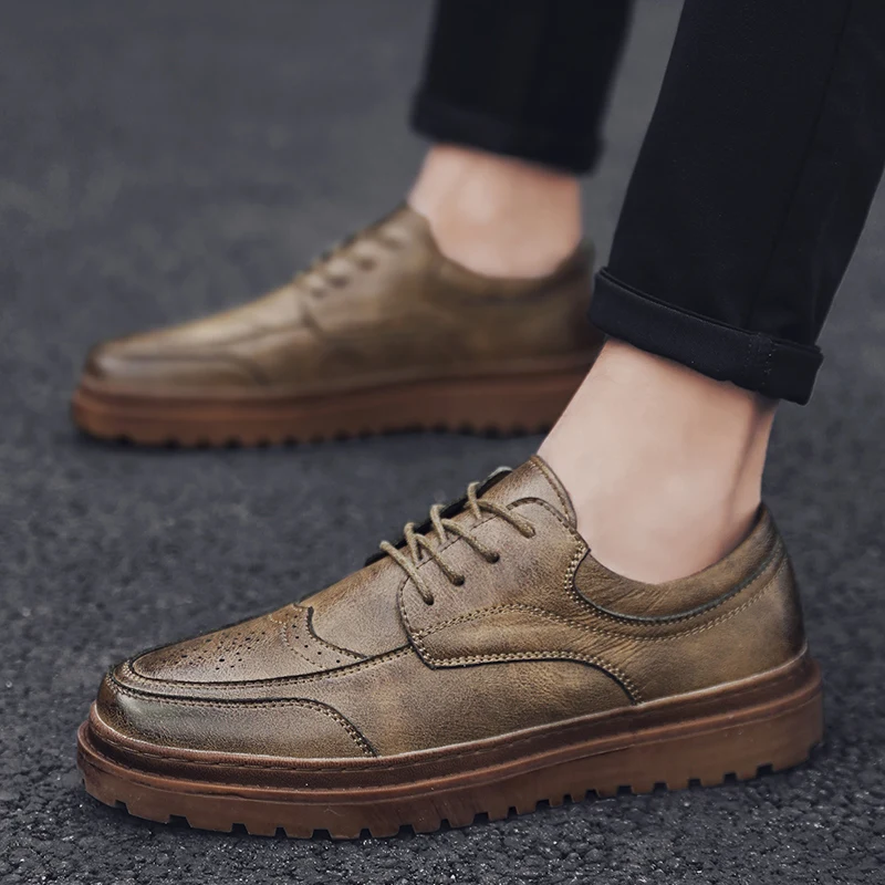 2020 стильные модные мужские туфли Повседневные Классические черные коричневые