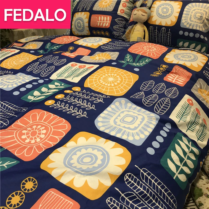 

Garden Blue Four-piece Set Simple Nordic Single Double Bed Upper Supplies Duvet Cover Sheet Student Three-piece Set