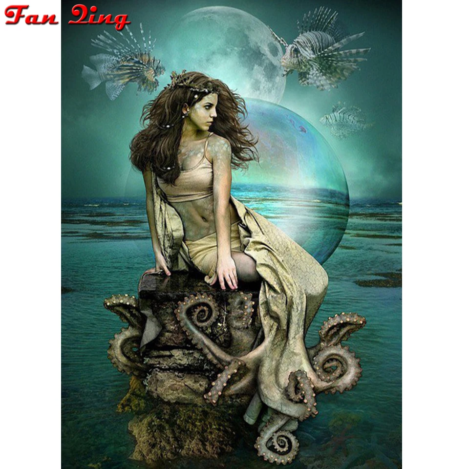 

DIY 5D Diamond Painting Fantasy Mermaid Full Square Circular Rhinestones Embroidery Sale Cross Stitch Home Decor Picture