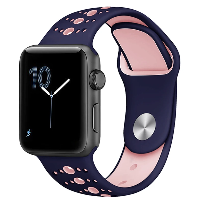Дышащий силиконовый спортивный ремешок для Apple Watch 5 4 3 2 1 42 мм 38 мм резиновый ремешок для Iwatch 5 4 3 40 мм 44 мм - Цвет ремешка: Color 7