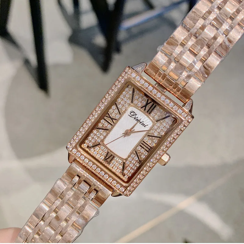 Gypsophila Diamond Women Watches Lady New Rectang Quartz Watch Women Full Stainless Steel Female Watches horloges vrouwen 2019