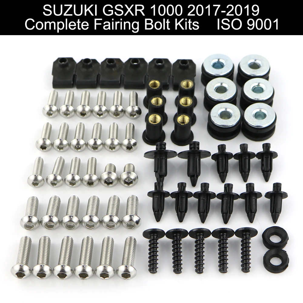 For Suzuki GSXR 1000 GSXR1000 2017 2018 2019 Motorcycle Complete Full Fairing Bolts Kit Fairing Clips Screws Nut Stainless Steel