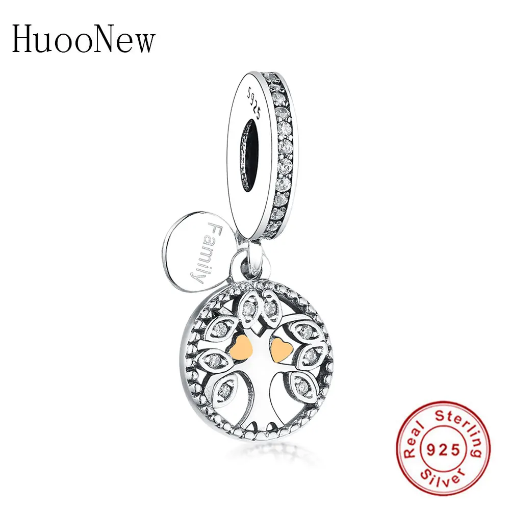 

HuooNew Fit Original Pandora Charm Bracelet 925 Sterling Silver Tree of life Enamel Letter Family Beads Pendant Making Berloque