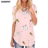 somepet rabbit t shirt women animal tshirts printed carrot funny t shirts lovely v neck tshirt womens clothing summer printed