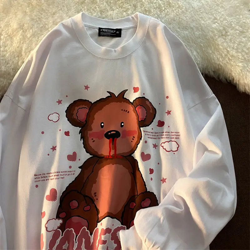 

3 Colors Cotton Bear Lovers Cartoon Sweatshirt Anime Hoodie 2021 Womens Winter Tops Fashion Goth Teens Clothes Harajuku Japanese