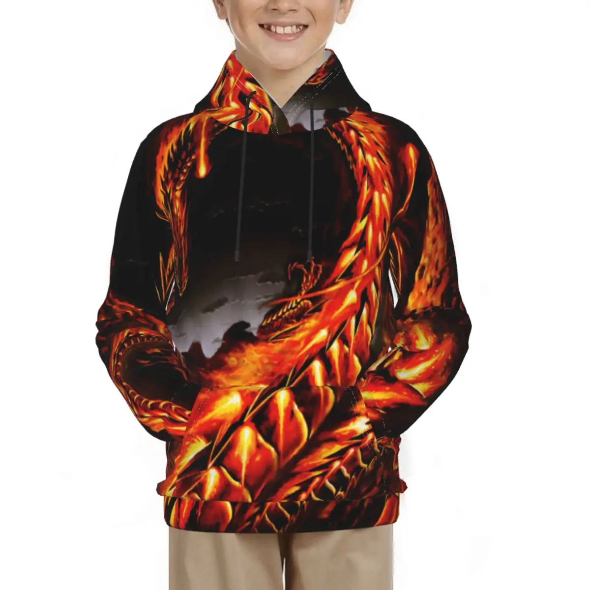 

Dragon Boy's Graphic or Embroidered Hoodie Hooded Sweatshirt