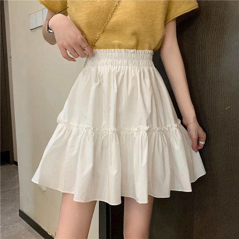 

Women Clothing Fairy Vetement Femme 2021 Skort Sukienka Jupe Taille Haute Mini Faldas A-Line Solid Color Ropa Mujer A234