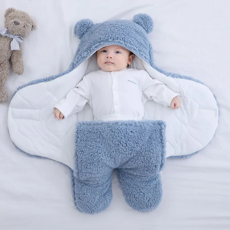 

Unisex Baby Sleeping Bag Onepiece Winter Warm and Fluffy Fleece and Cotton Swaddling Clothes Newborn Quilt Blanket Baby Rompers