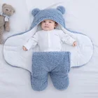 Спальный мешок унисекс, зимний, теплый и пушистый, флисовый, хлопковые пеленки, стеганое одеяло для новорожденных, детские комбинезоны