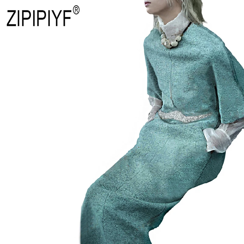 Ленивое стильное модное осенне зимнее платье 2019 платья с длинным рукавом и