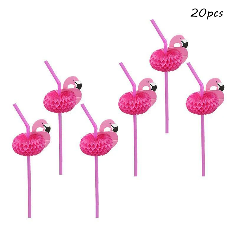 20pcs Light Pink 20 штук одноразовые Фламинго ананас Пластик соломинки красочный коктейль питьевой соломы Гавайи Летний пляж Луау вечерние поставки - Цвет: 20pcs Light Pink