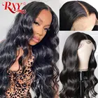 RXY безклеевые полные 360 парики на сетке для черных женщин предварительно выщипанные 360 фронтальные парики на сетке с детскими волосами бразильский Волнистый парик Remy