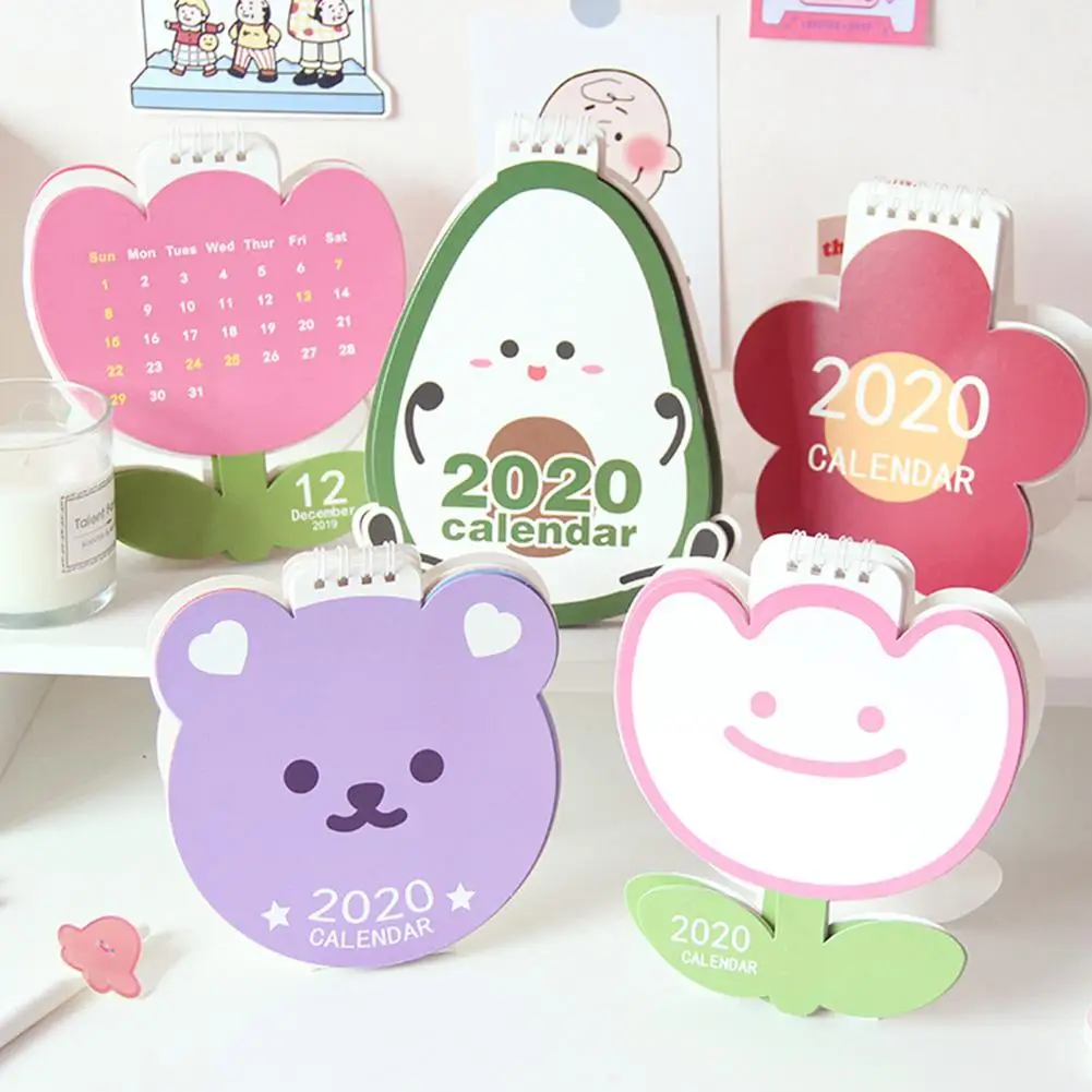 Милый цветочный медведь форма авокадо 2020 год настольный календарь ежедневный