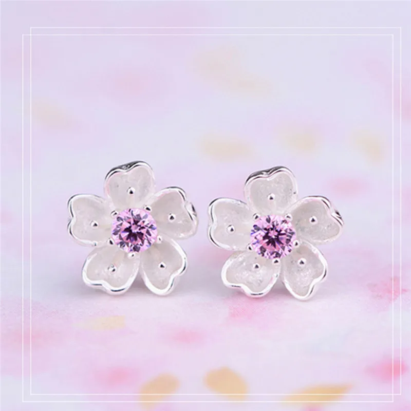 Женские серьги ювелирные изделия брендовые фиолетовые/розовые серьги-гвоздики с