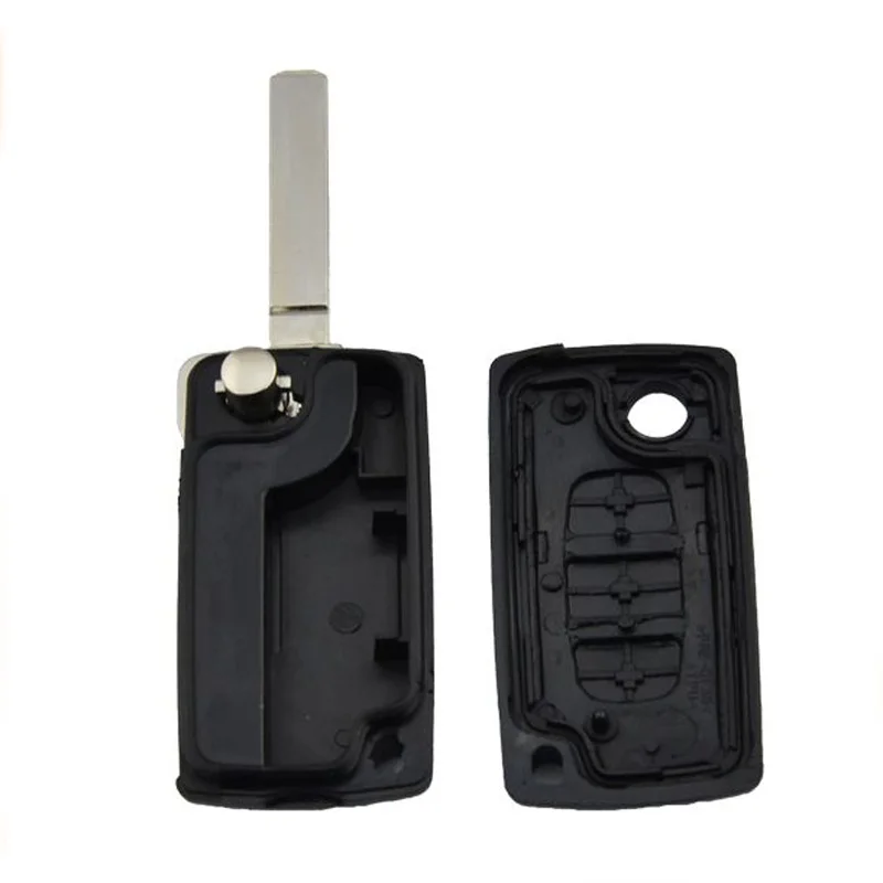 

PREISEI 3 Button CE0523 Flip Remote Car Key Case Cover Fob For Peugeot 307 407 Key Replacements Blade No Groove