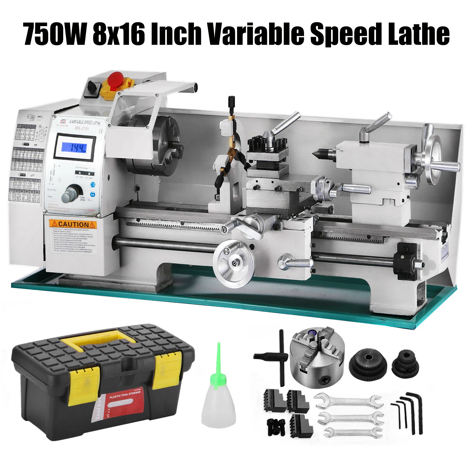 

Mini Metal Lathe 750W 8x16 Inch Variable Speed Lathe 50 to 2500 RPM Metal Processing Metal Lathe With Center Bracket