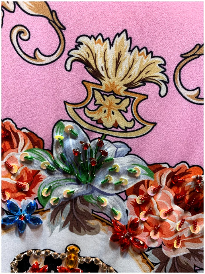 

Runway Fashion Designer Dress Women High Quality Vintage Count Flower Printed Summer Loose Dress