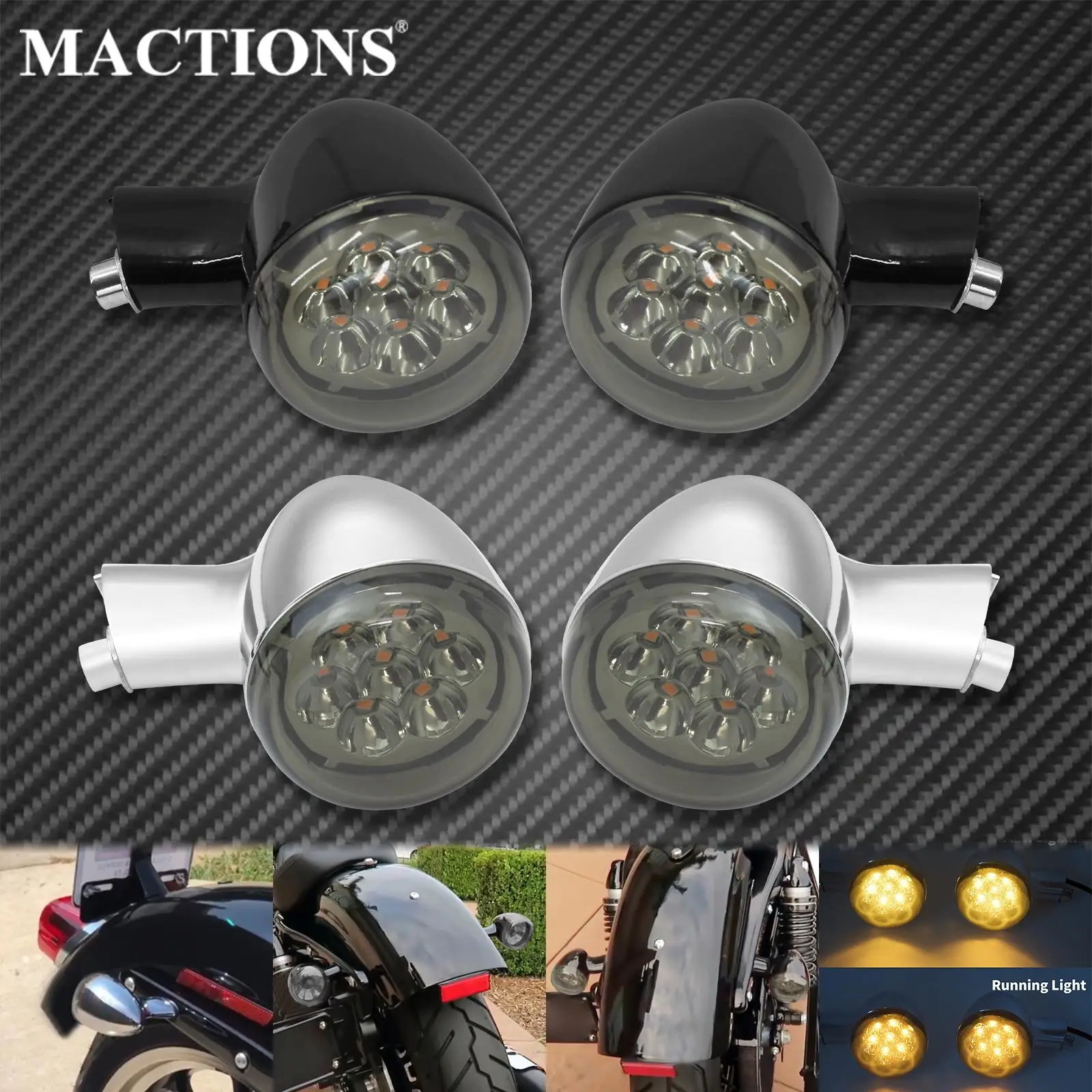 

Motorcycle Amber Rear Turn Signals LED Lights Bracket W/ 6PCS Lens Cover For Harley Sportster XL 883 1200 Nightster 92-21