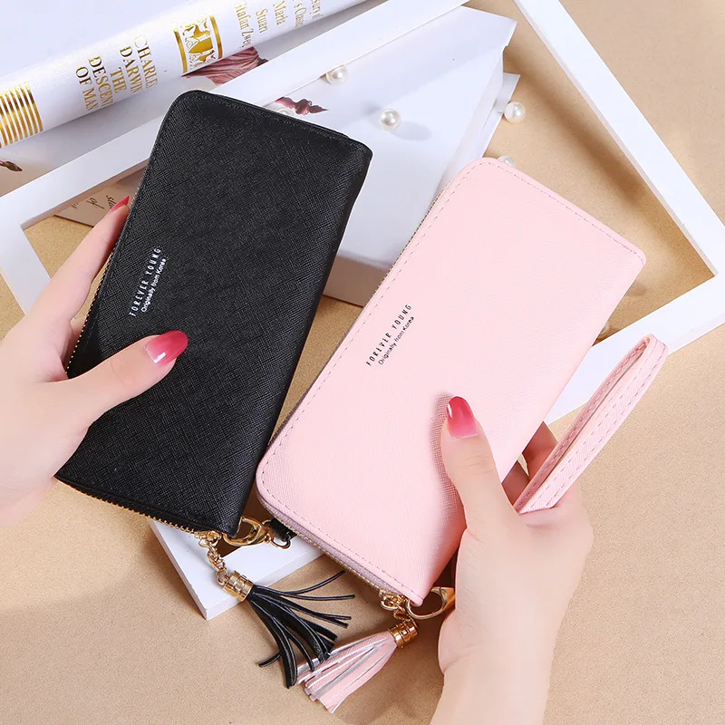 Новинка 2019 женский кошелек Женский Длинный Модный бумажник на молнии длинный
