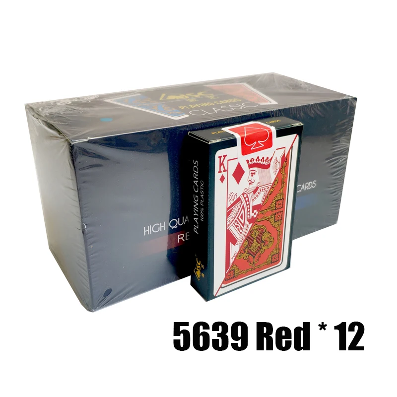 5639 Red 12 Deck 1 коробка/12 колода качество водонепроницаемый ПВХ пластиковые игральные карты набор тренд покер классические фокусы белый покер карты коробка-Упакованные - Цвет: 5639 Red 12 Deck