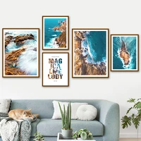 aerial view ocean surge island reef wave wall art canvas painting nordic posters and prints wall pictures for living room decor