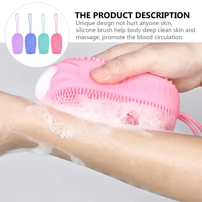 

4pcs Double Side Bath Brushes Silicone Soft Cleaning Brushes Body Scrubbers Household Massage Brushes Body Shower Brushes