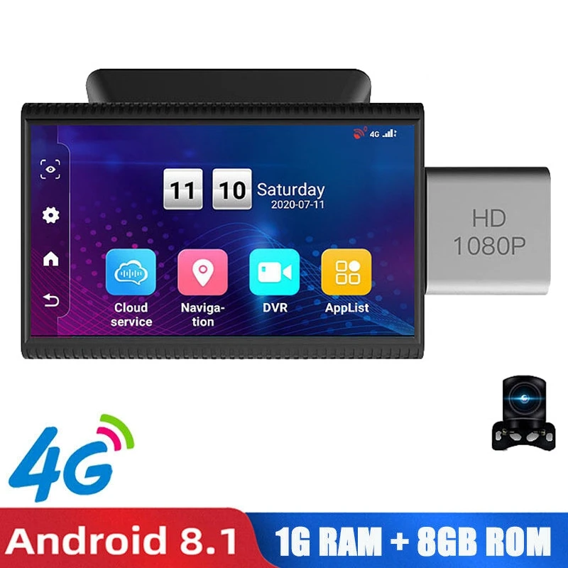 Новый видеорегистратор 4G Android 8 1 Автомобильный GPS Двойная камера FHD 1080P WiFi Гб + для