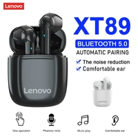lenovo xt89 wireless bluetooth 5 0 earphones tws waterproof touch control gaming hifi sound built in mic earbuds wcharger case