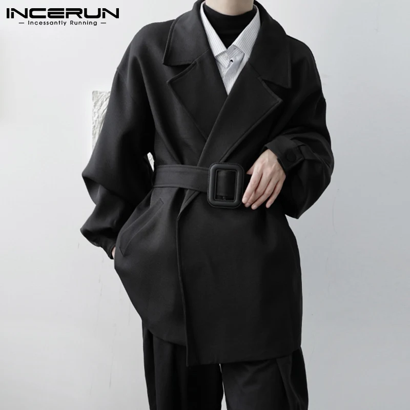 Handsome Men's Handsome Trench Long Sleeve Tops 2021 Solid Suits Shirts Male Outer Garment Fashion Jackets Coats S-5XL INCERUN