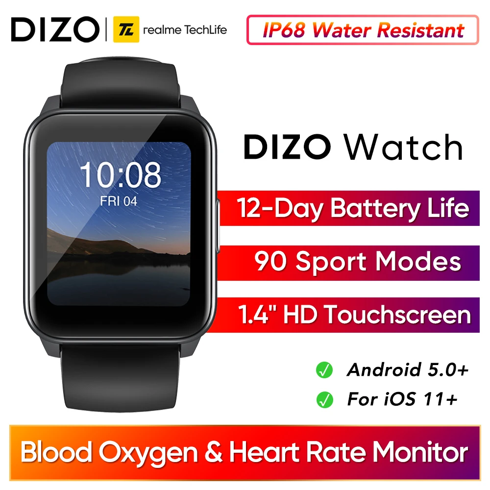 Фото Смарт-часы realme DIZO с пульсометром и оксиметром 90 спортивных режимов 12 дней