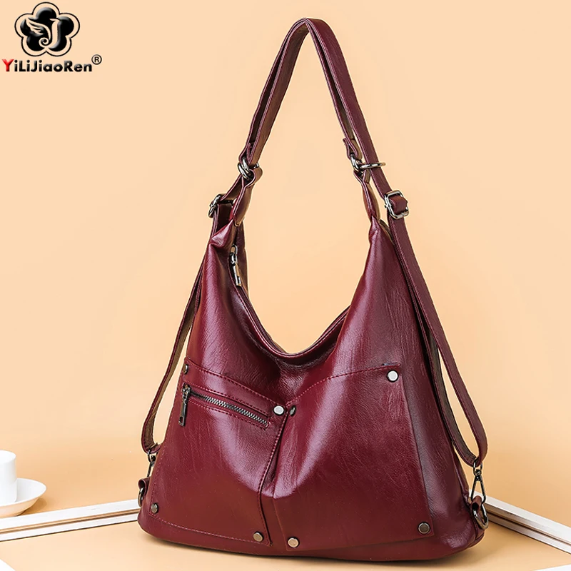 Fashion Hobos Tote Bag Soft Leather Ladies Multi Pocket Handbag luxury handbags women bags designer shoulder for sac | Багаж и сумки