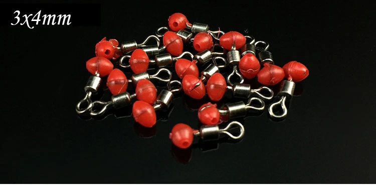 3x4mm Red Minfishing 25 шт. рыболовные Вертлюги с бусины для рыбалки Rolling Вертлюги разъем для рыболовных крючков рыболовные снасти - Цвет: 3x4mm Red